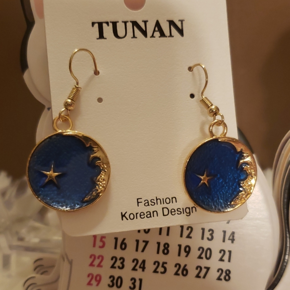 Moon blue universe star dangle earrings 2/20$ - Picture 3 of 5